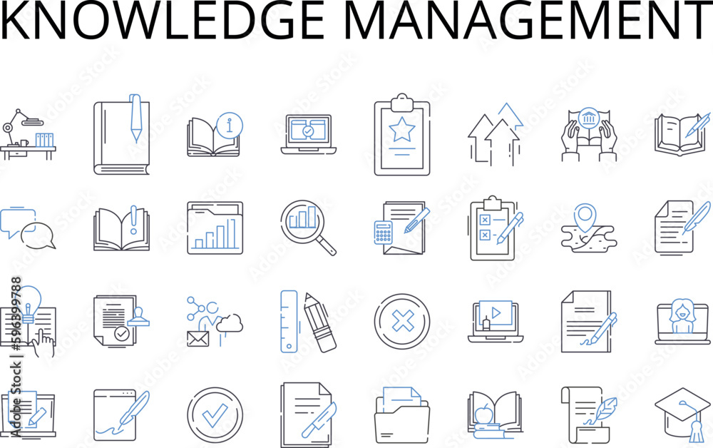 Knowledge management line icons collection. Talent recruitment, Data ...