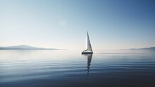  A Sailboat Floating In The Middle Of The Ocean On A Sunny Day.  Generative Ai