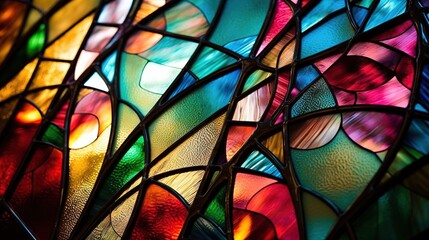 Wall Mural -  a close up of a stained glass window with many colors.  generative ai