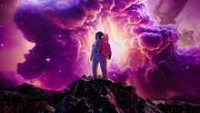 Astronaut Standing On Rock On Alien Planet Wormhole Bending Laws Of The Universe Augmented Reality Virtual Realm Creativity Science Fiction And Imagination Concept