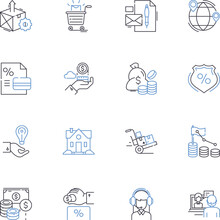 Income stream line icons collection. Profit, Earnings, Revenue, Salary, Wage, Compensation, Remuneration vector and linear illustration. Paycheck,Stipend,Royalties outline signs set Generative AI