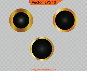 Wall Mural - Black And Gold Circle Design Pattern, buttons, background, banners. Gradient mesh.  Vector illustration 