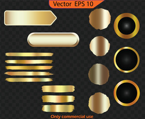 Wall Mural - Gold button set. Web and game icon set. Gradient mesh. Button set color gold glossy. EPS 10. 