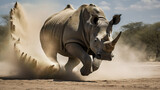 Fototapeta  - rhinoceros charging. Generative AI