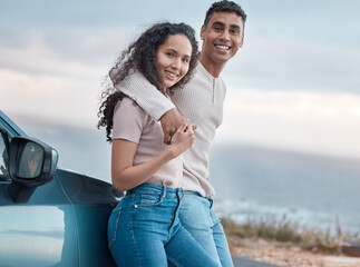 Poster - Drives to nowhere are peaceful. Shot of a young couple on a road trip together.