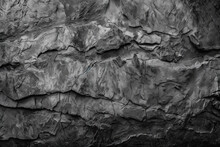 Black White Grunge Background For Design, Old Rough Concrete Wall With Cracks, Close-up, Dark Gray Distressed Texture, Crushed, Broken, Damaged Surface,  Created With Generative AI