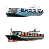 container ship with containers, cargo ship, cargo vessel, cargo ships transparent