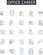 © michael broon - Office career line icons collection. Corporate ladder, Professional trajectory, Executive path, Business progression, Work advancement, Occupation journey, Job trajectory vector and Generative AI