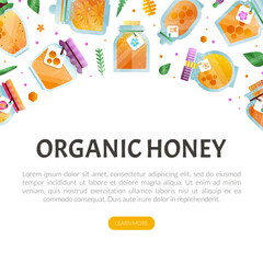 Sticker - Honey Design with Pure and Natural Sweet Food from Sugary Nectar Vector Template