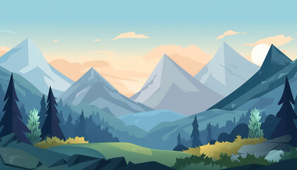 Wall Mural - Mountains Game Background, Gamedesign texture, asset, sprite, created with Generative AI