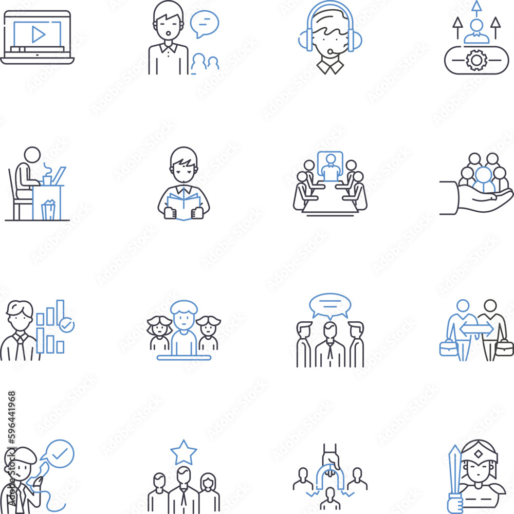 Directorial and calling line icons collection. Visionary, Commanding ...
