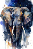 Fototapeta Krajobraz - Watercolor painting illustration of an elephant with transparent background. Generative AI