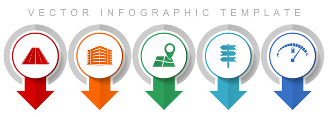 Aufkleber - Travel icon set, miscellaneous pointer icons such as road, building, navigation, signpost and fuel gauge for webdesign and mobile applications, modern design infographic vector template