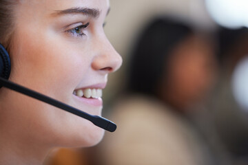 Poster - You can rely on her to assist you best. Shot of a young call centre agent working in an office.