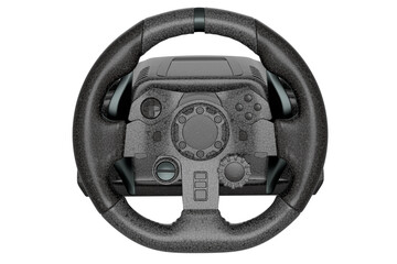 Poster - Realistic steering wheel with mosaic seamless pattern on white background