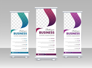 Wall Mural - Business Roll Up Banner Stand vector creative design. Sale banner stand or flag design layout. Modern Exhibition Advertising vector.