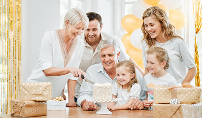 Poster - Little girl, big day. Shot of a happy family celebrating a birthday at home.
