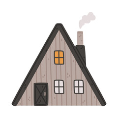 Poster - Small House with Roof and Windows as Sweet Cozy Home Vector Illustration