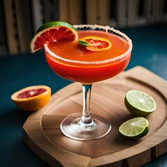 Blood Orange Margarita cocktail. Ai Generated