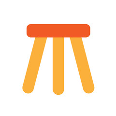 Wall Mural - Three legged stool simple icon. Clipart image isolated on white background