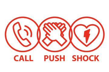 Canvas Print - call push shock chain of survival line icon set. clipart image isolated on white background