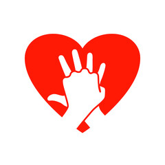 Wall Mural - cpr nahds heart icon. clipart image isolated on white background