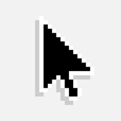 Aufkleber - Pixel arrow mouse cursor black icon. Clipart image isolated on white background