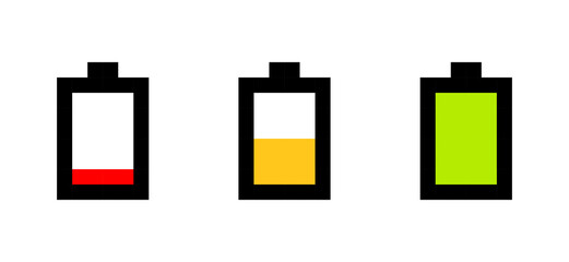 Fototapete - Pixel battery icon. Clipart image isolated on white background