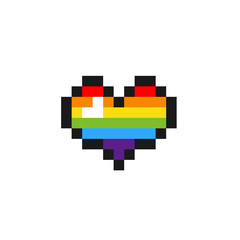 Fototapete - Pixel rainbow heart icon. Clipart image isolated on white background