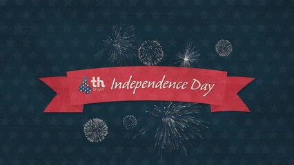 Wall Mural - Animation of independence day text over american flag