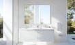 Modern minimal white marble stone bathroom (Generative AI)