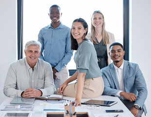 Aufkleber - Were right on track with our foolproof plans. Portrait of a group of confident businesspeople working together in an office.