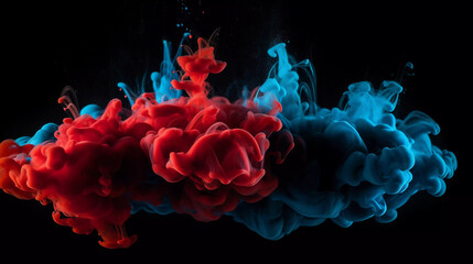 Wall Mural - red and blue smoke on black background 