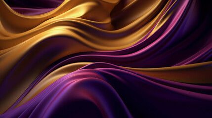 Wall Mural - abstract background with golden and purple waves