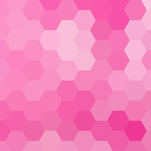 Pink Hexagon Background In Polygonal Style. Vector Template For Presentations, Advertisements, Brochures, Banners And More. Eps 10