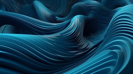 Wall Mural - Digital dynamic cyber wave. Abstract futuristic blue background with dots and lines. Big data visualization. 3D rendering. Generative ai