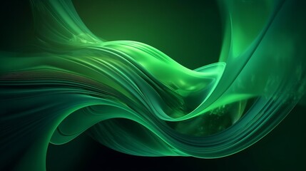 Abstract green waves background, generative ai