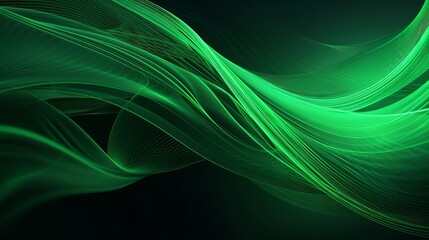 Poster - Abstract green waves background, generative ai