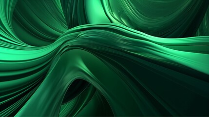 Poster - Abstract green waves background, generative ai