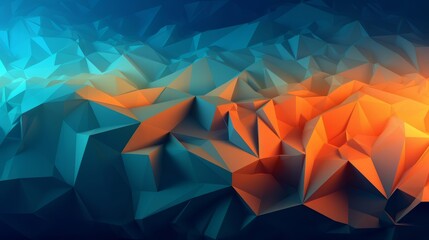 Aufkleber - Blue orange Gradient Digital Polygons. Generative ai