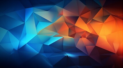 Aufkleber - Blue orange Gradient Digital Polygons. Generative ai
