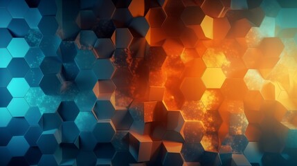 Aufkleber - Blue orange Gradient Digital Polygons. Generative ai