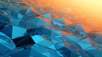 Aufkleber - Blue orange Gradient Digital Polygons. Generative ai