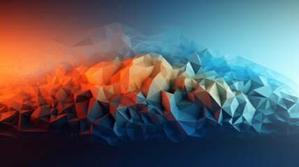 Aufkleber - Blue orange Gradient Digital Polygons. Generative ai