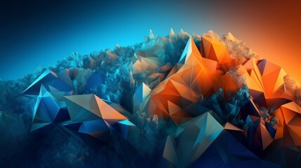 Aufkleber - Blue orange Gradient Digital Polygons. Generative ai