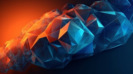 Aufkleber - Blue orange Gradient Digital Polygons. Generative ai