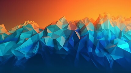 Aufkleber - Blue orange Gradient Digital Polygons. Generative ai