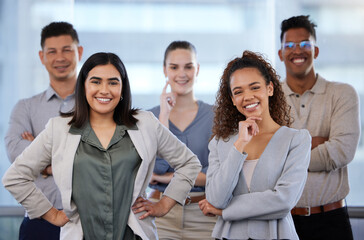 Poster - Want to know what winning feels like Work with us. Portrait of a group of young businesspeople working in a modern office.