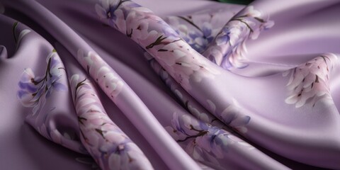 close up of a flower. fabric with silk. Floating lilac fabric