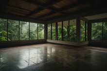 Room With Windows Looking Out At The Tropical Rain Forest